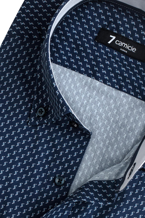 Camicia Uomo Leonardo Sport Popelin Blu Grigio
