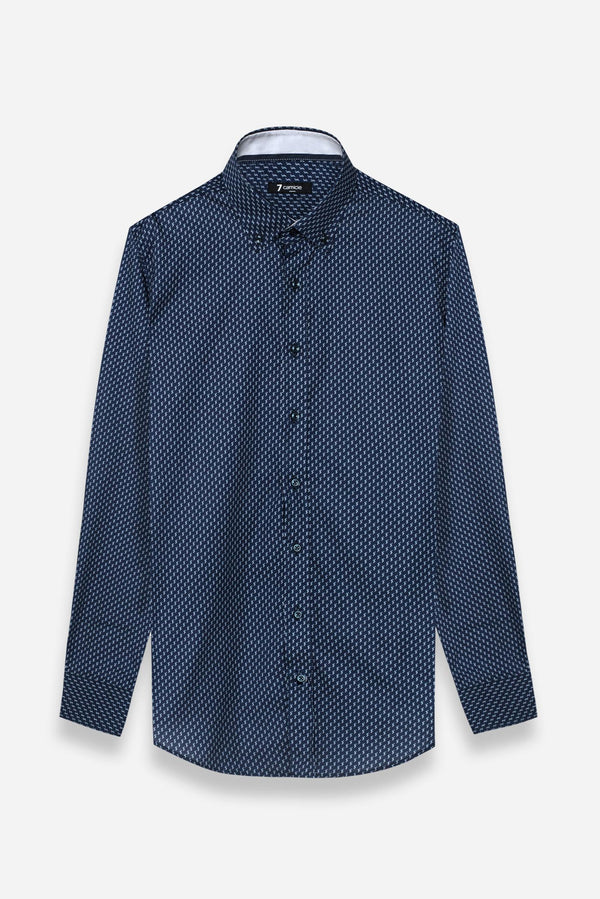 Camicia Uomo Leonardo Sport Popelin Blu Grigio