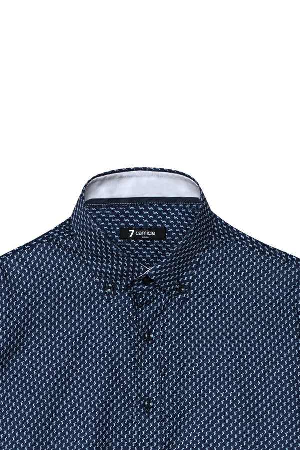 Camicia Uomo Leonardo Sport Popelin Blu Grigio