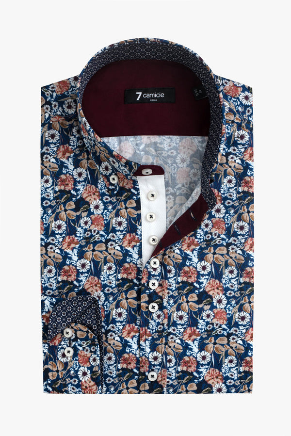 Camicia Uomo Donatello Iconic Popelin Blu Bianco