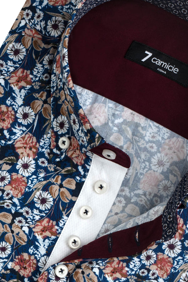Camicia Uomo Donatello Iconic Popelin Blu Bianco