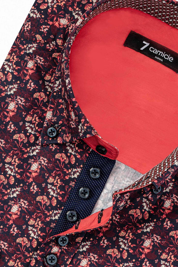 Camisa Hombre Donatello Iconic Popelin Azul Rojo