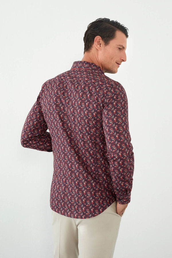 Camisa Hombre Donatello Iconic Popelin Azul Rojo
