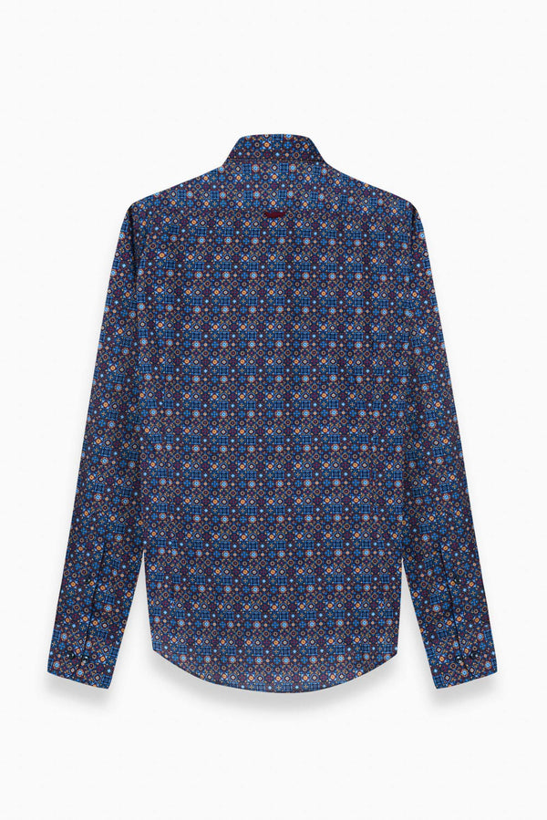 Camicia Uomo Donatello Iconic Popelin Blu Rosso