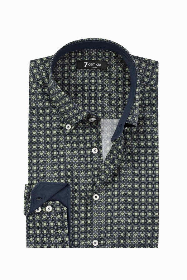 Camisa Hombre Roma Sport Popelin Azul Verde
