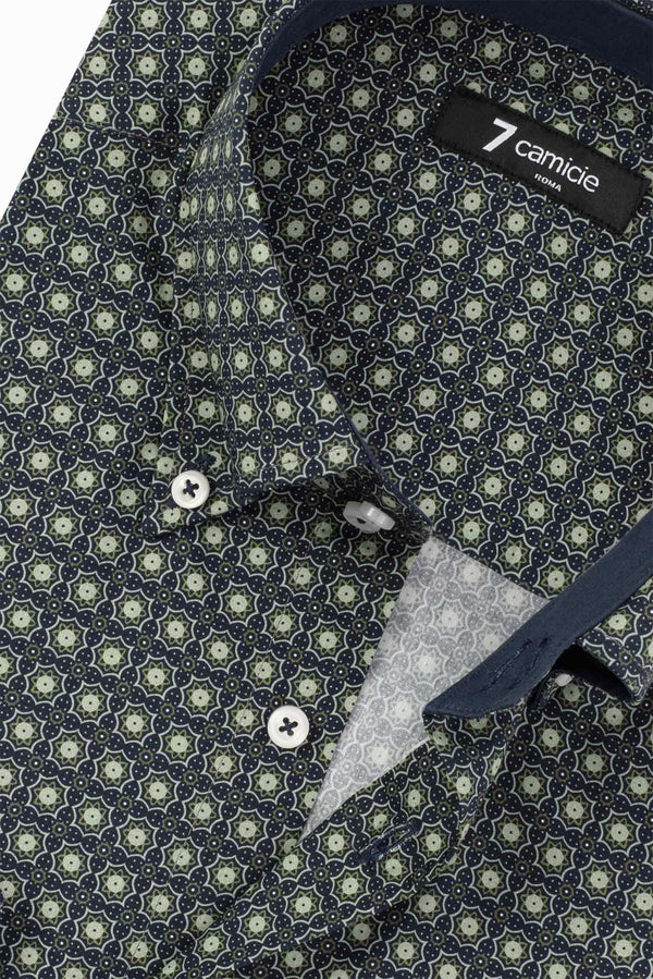 Camisa Hombre Roma Sport Popelin Azul Verde