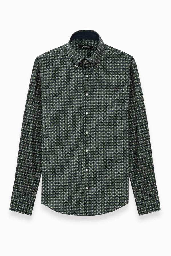 Camisa Hombre Roma Sport Popelin Azul Verde