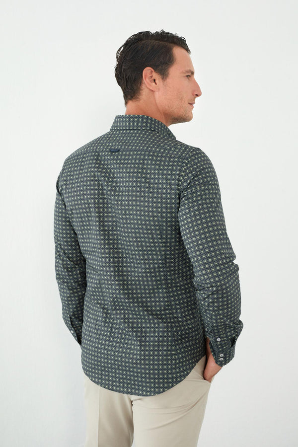 Camisa Hombre Roma Sport Popelin Azul Verde