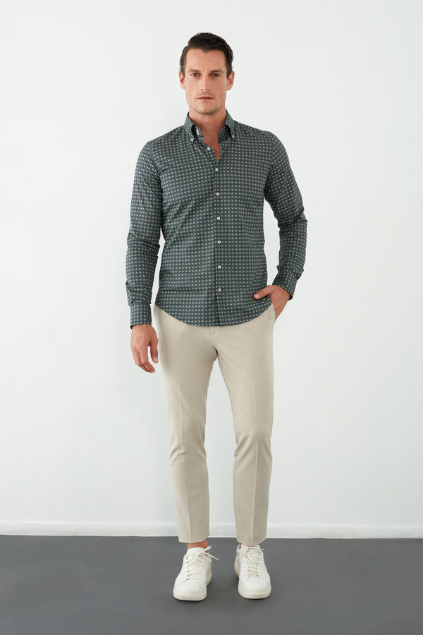 Camisa Hombre Roma Sport Popelin Azul Verde