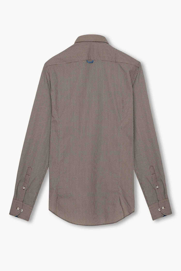 Camicia Uomo Leonardo Sport Popelin Marrone Bianco