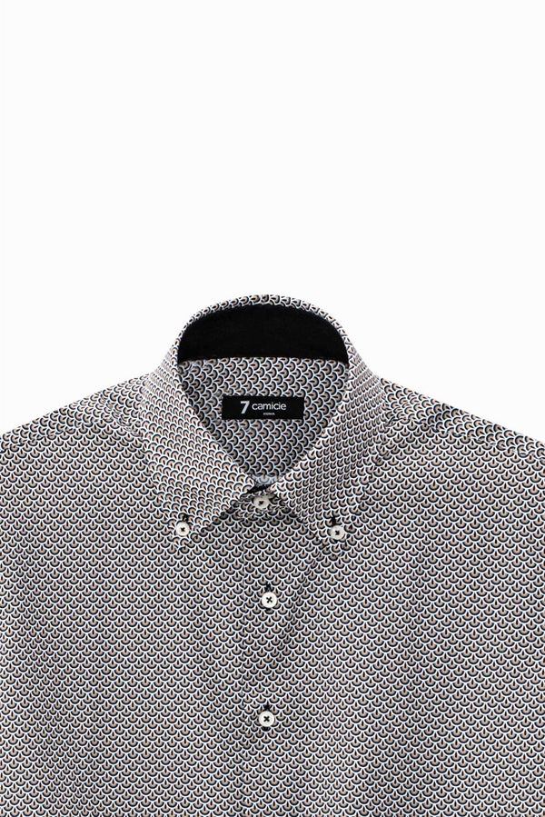 Camicia Uomo Roma Sport Popelin Marrone Blu