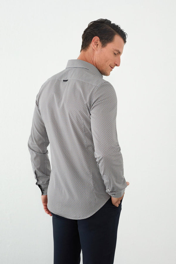 Camicia Uomo Roma Sport Popelin Marrone Blu
