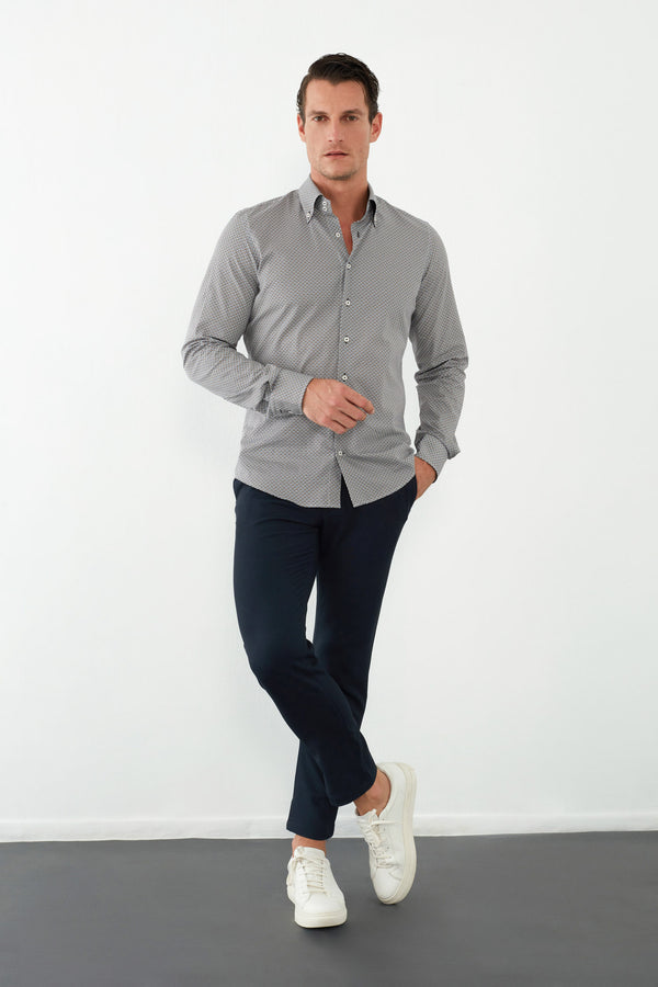 Camicia Uomo Roma Sport Popelin Marrone Blu