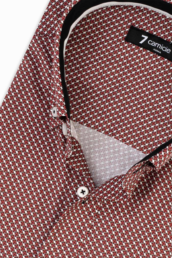 Camicia Uomo Leonardo Sport Popelin Rosso Bianco