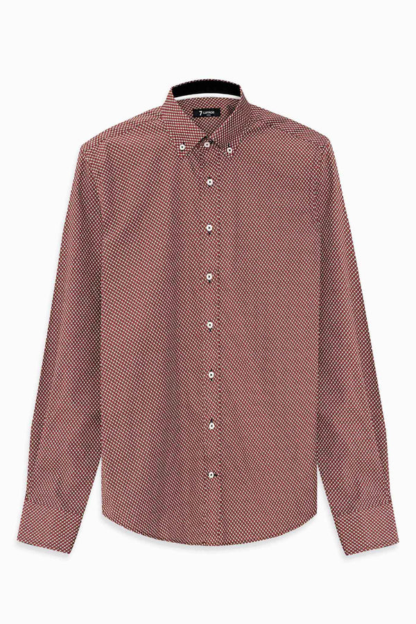 Camicia Uomo Leonardo Sport Popelin Rosso Bianco
