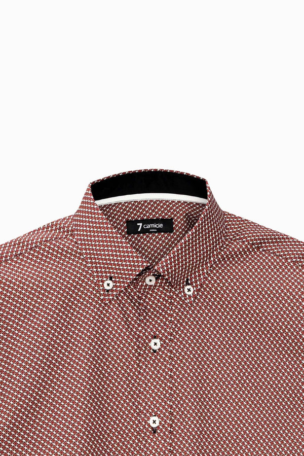 Camicia Uomo Leonardo Sport Popelin Rosso Bianco