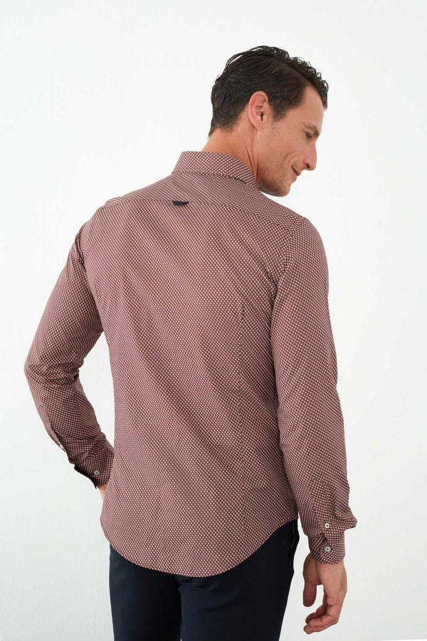 Camicia Uomo Leonardo Sport Popelin Rosso Bianco