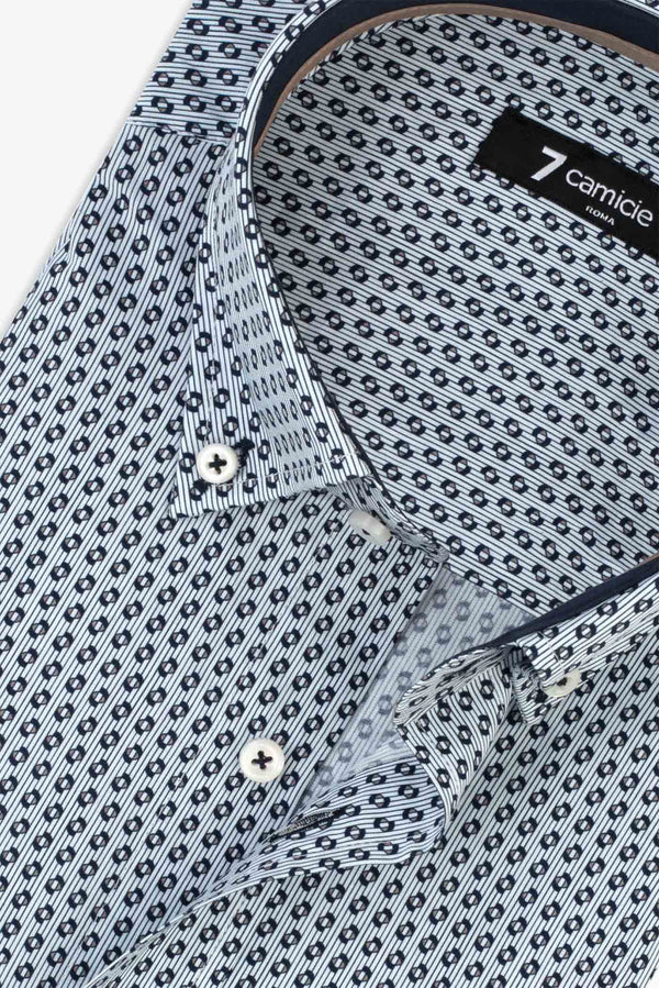 Camicia Uomo Leonardo Sport Popelin Bianco Blu