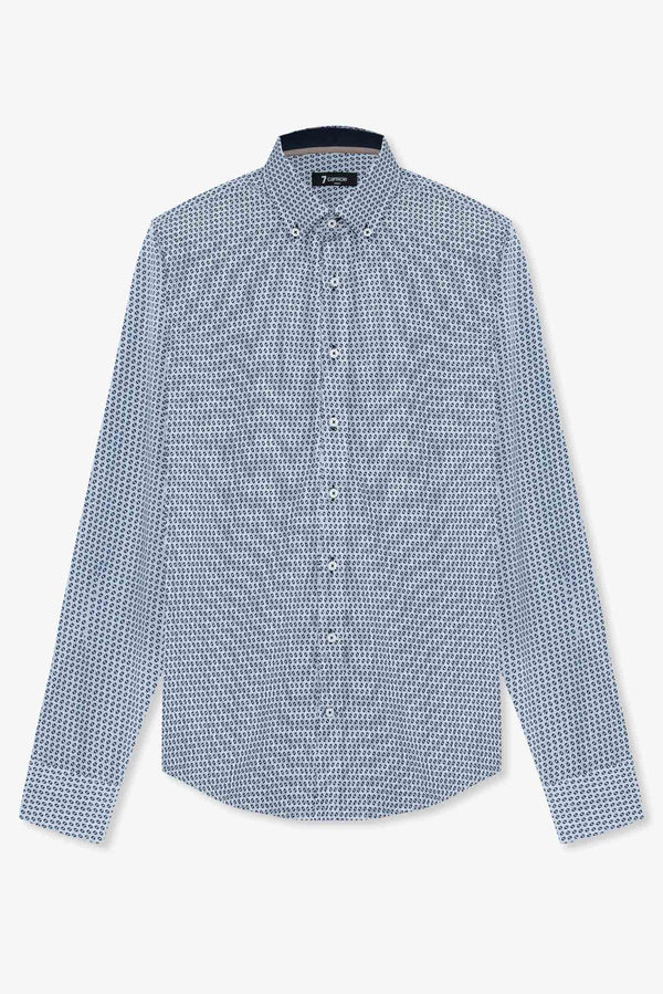 Camicia Uomo Leonardo Sport Popelin Bianco Blu