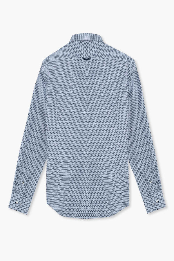 Camicia Uomo Leonardo Sport Popelin Bianco Blu
