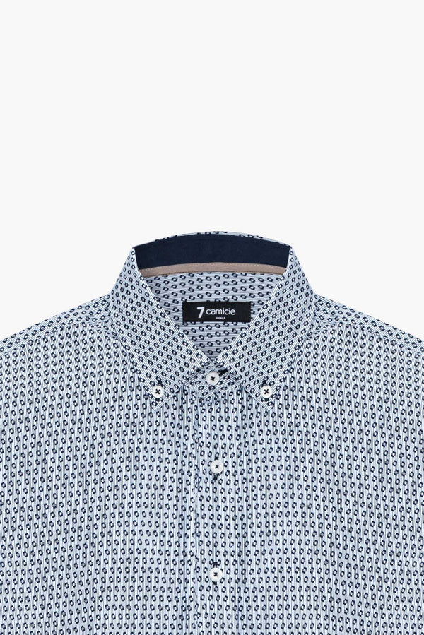 Camicia Uomo Leonardo Sport Popelin Bianco Blu