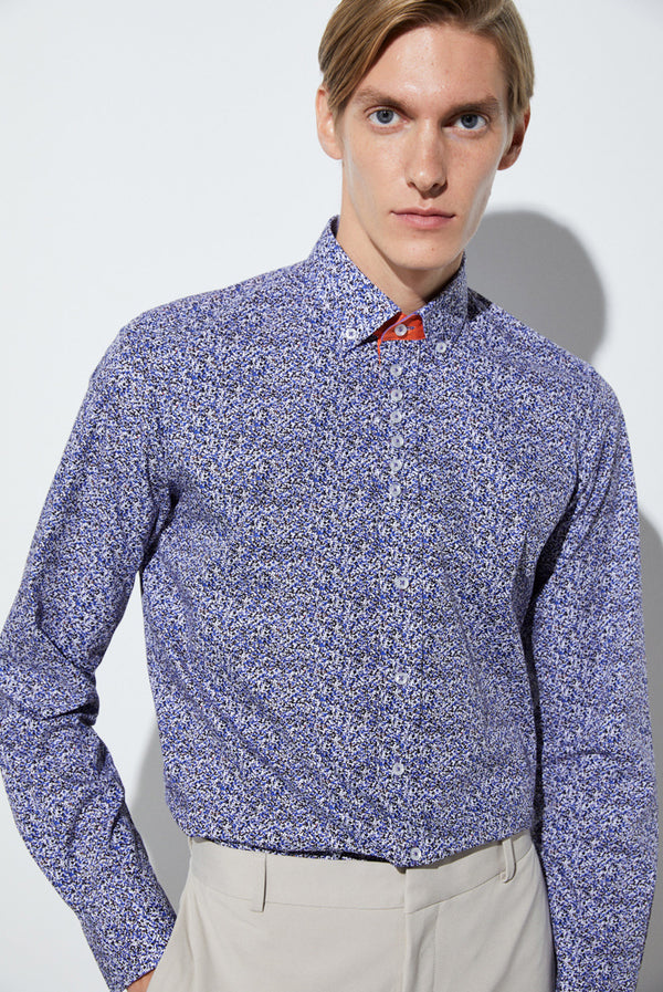 Camicia Uomo Donatello Iconic Popelin Bianco Blu scuro