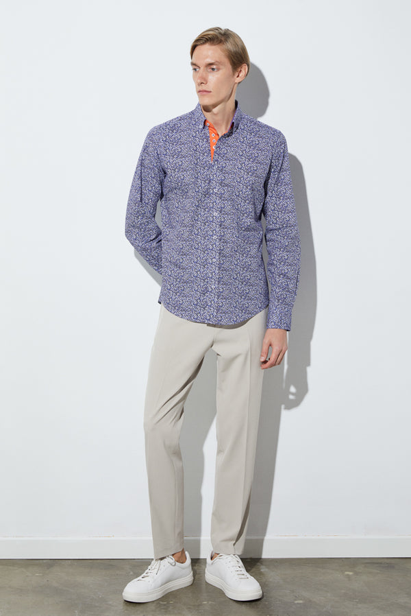 Camicia Uomo Donatello Iconic Popelin Bianco Blu scuro
