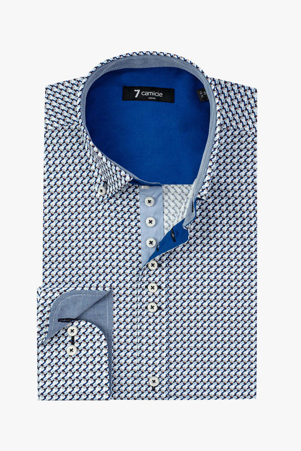 Camicia Uomo Donatello Iconic Popelin Bianco Blu scuro