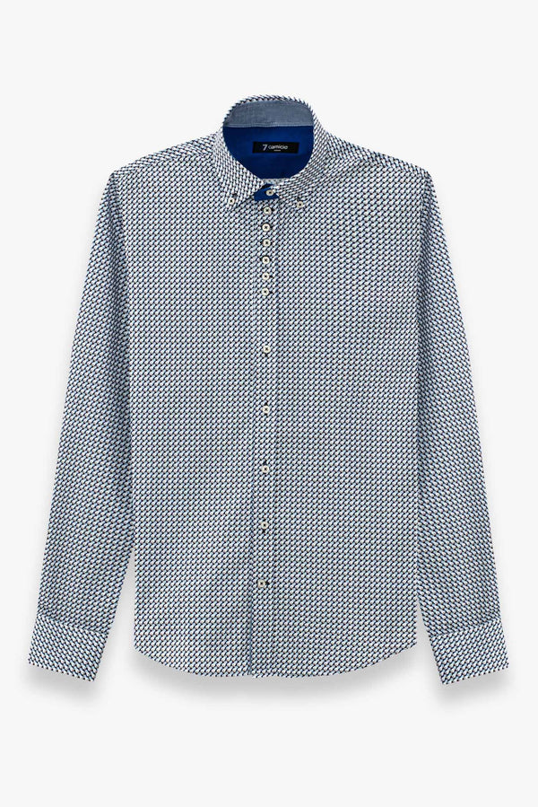 Camicia Uomo Donatello Iconic Popelin Bianco Blu scuro