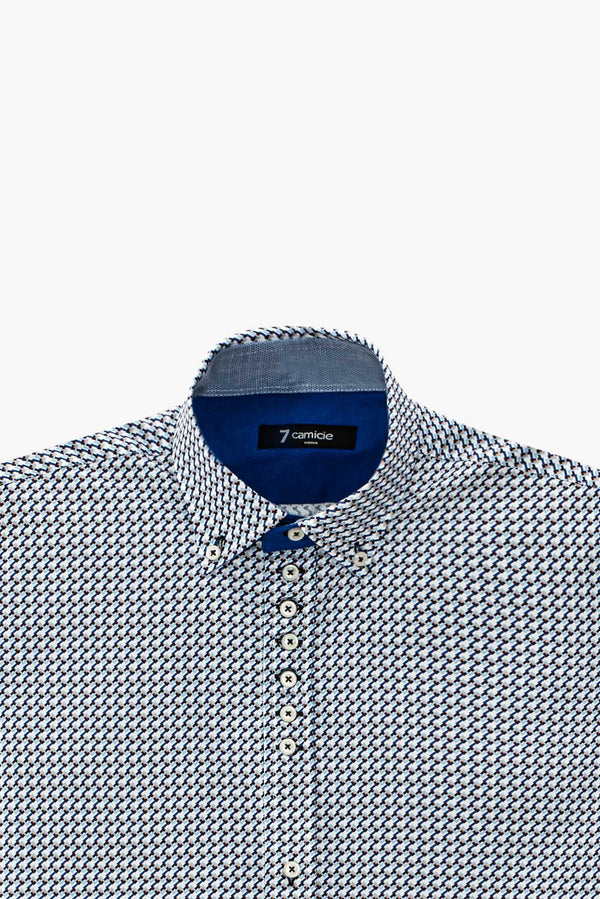 Camicia Uomo Donatello Iconic Popelin Bianco Blu scuro