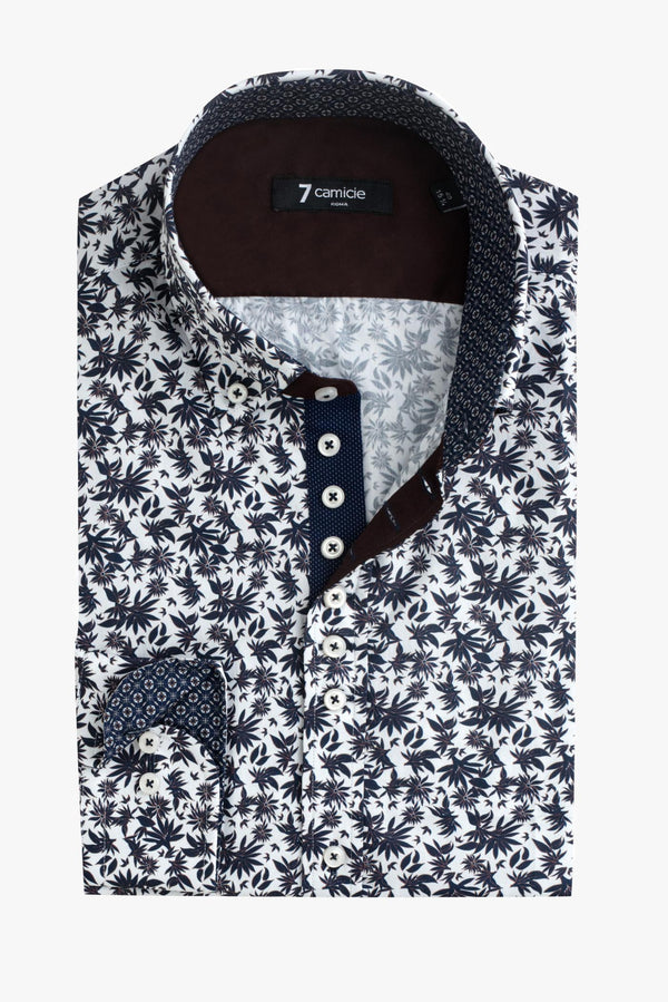 Camisa Hombre Donatello Iconic Popelin Blanco Azul