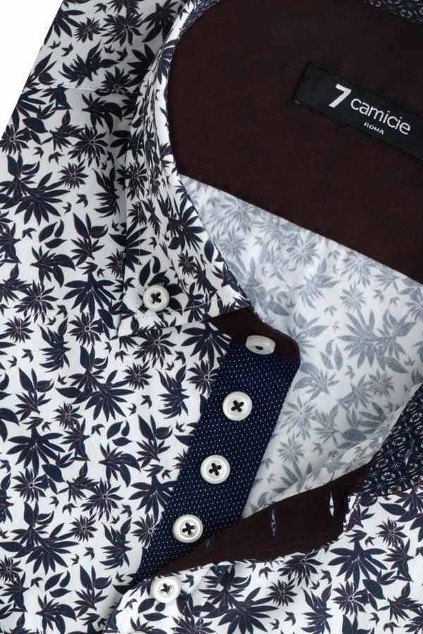 Camisa Hombre Donatello Iconic Popelin Blanco Azul