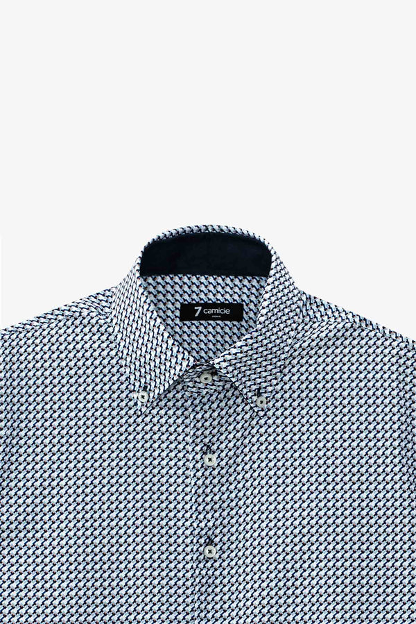Camicia Uomo Roma Sport Popelin Bianco Blu scuro