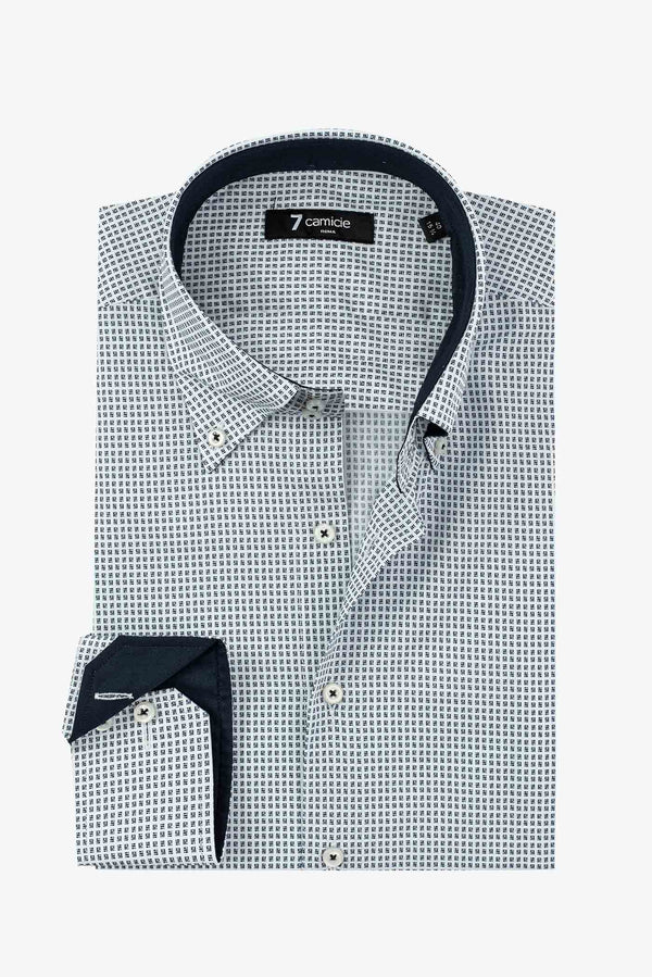 Camicia Uomo Roma Sport Popelin Bianco Blu