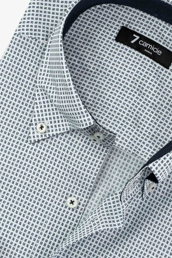 Camicia Uomo Roma Sport Popelin Bianco Blu