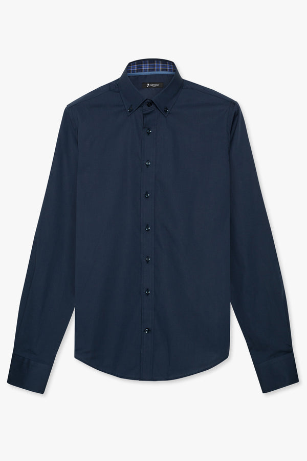 Chemise Homme Leonardo Sport Popelin Stretch Bleu