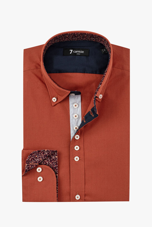 Camicia Uomo Donatello Iconic Popelin Stretch Arancione