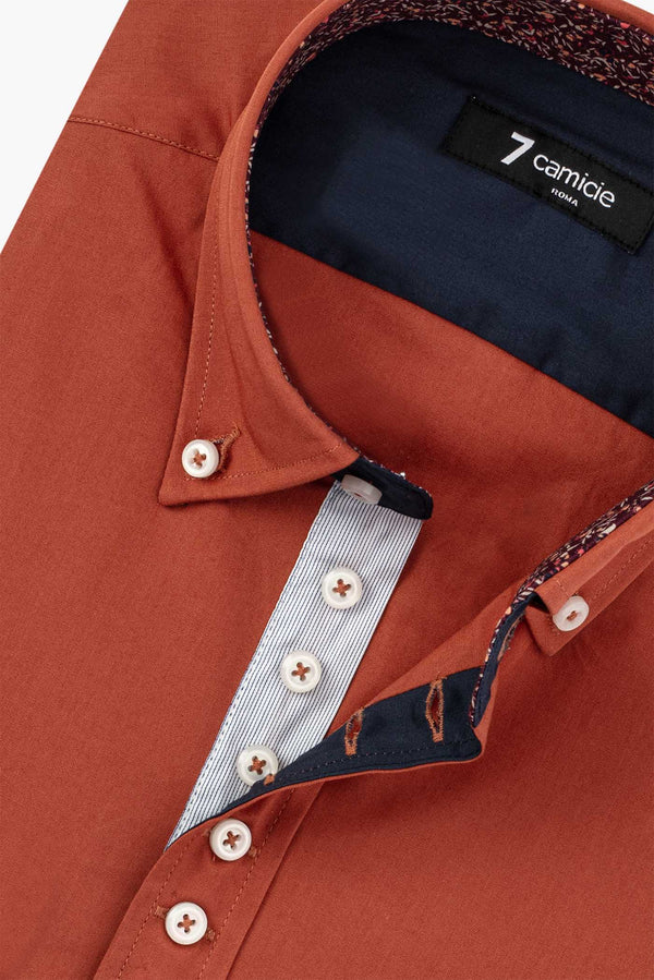 Donatello Iconic Poplin Stretch Man Shirt Orange