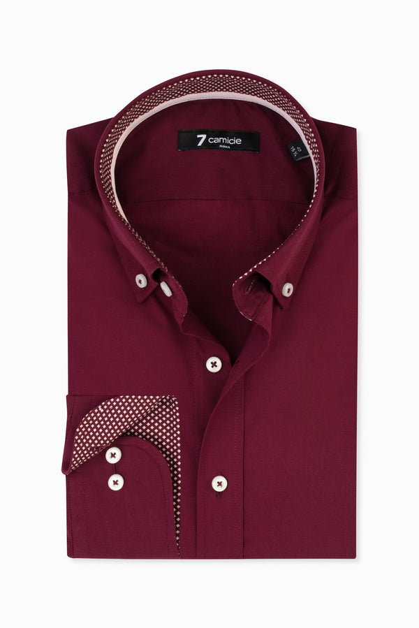 Camicia Uomo Leonardo Sport Popelin Stretch Rosso