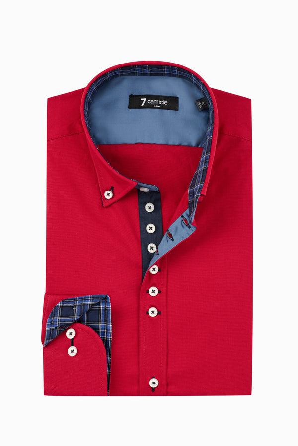 Camisa Hombre Donatello Iconic Popelin Stretch Rojo