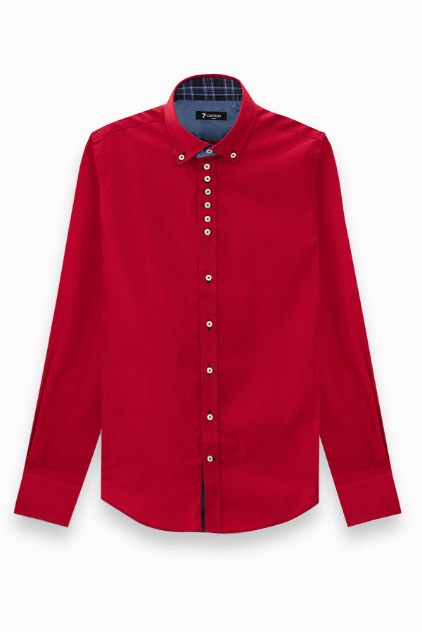 Camicia Uomo Donatello Iconic Popelin Stretch Rosso