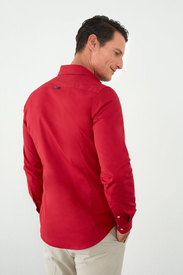 Camisa Hombre Donatello Iconic Popelin Stretch Rojo
