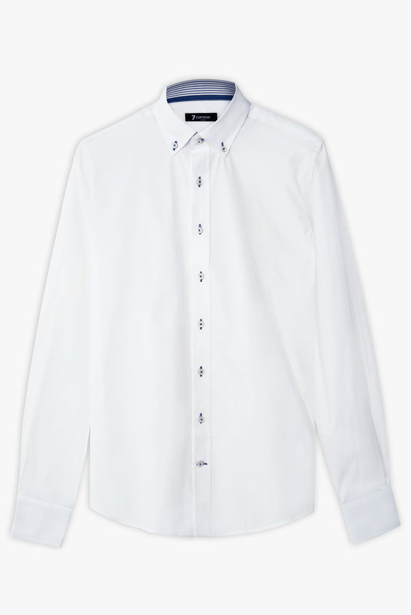 Camicia Uomo Leonardo Sport Popelin Stretch Bianco