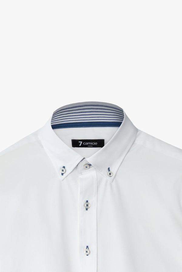 Camicia Uomo Leonardo Sport Popelin Stretch Bianco