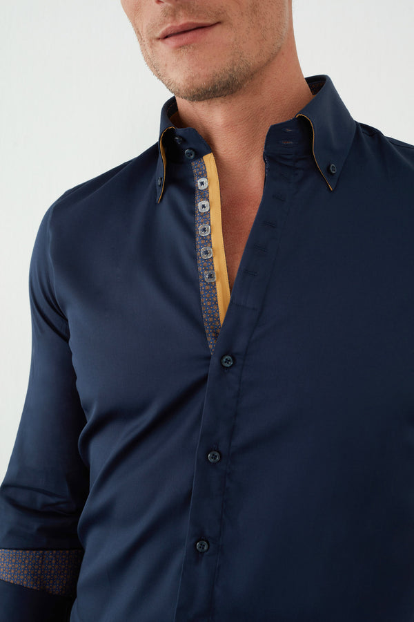 Camicia Uomo Roma Iconic Satin Blu