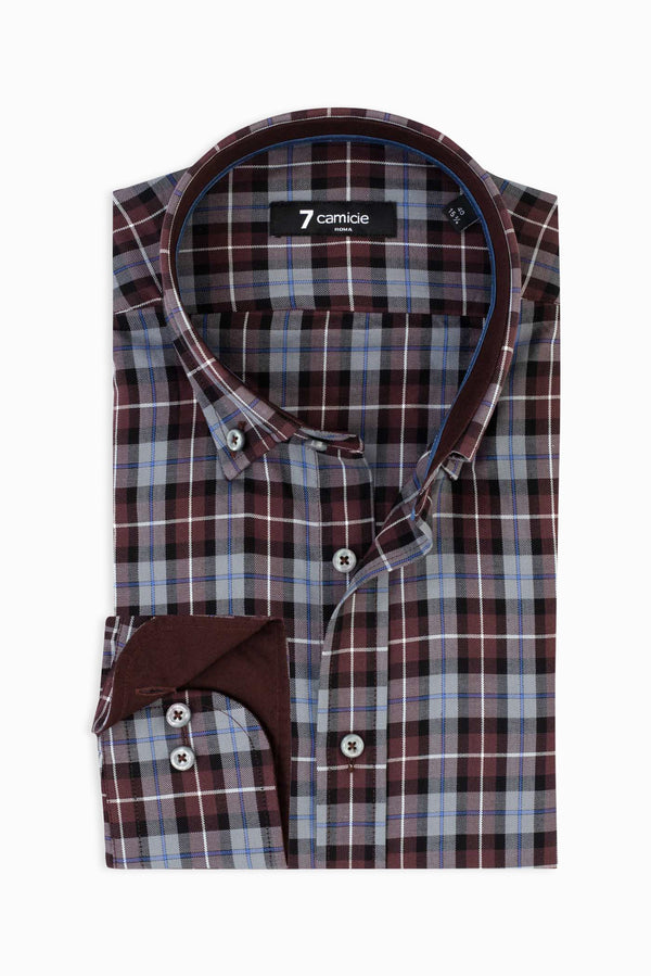 Camicia Uomo Leonardo Sport Twill Rosso Nero