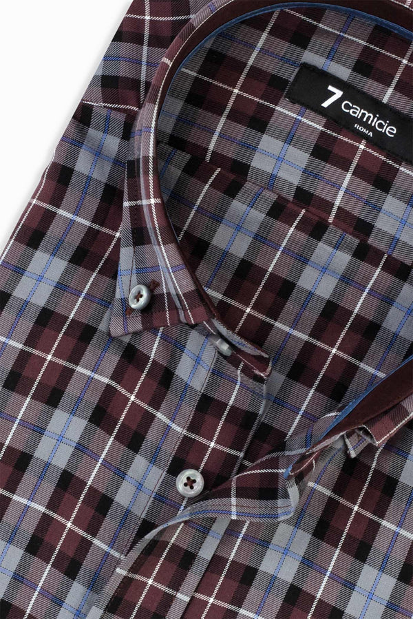 Camicia Uomo Leonardo Sport Twill Rosso Nero