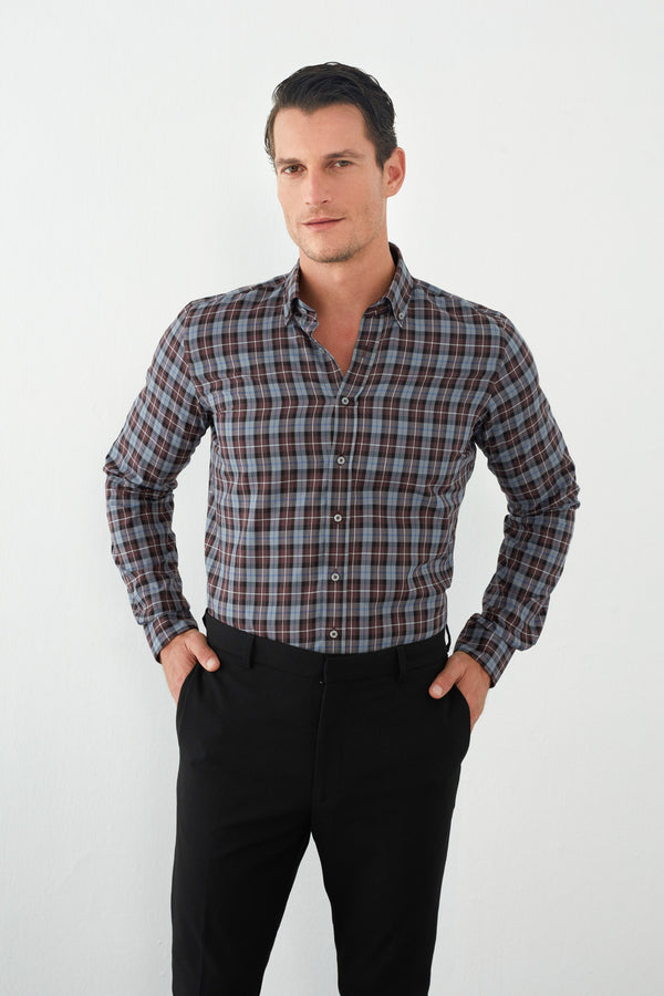 Camicia Uomo Leonardo Sport Twill Rosso Nero