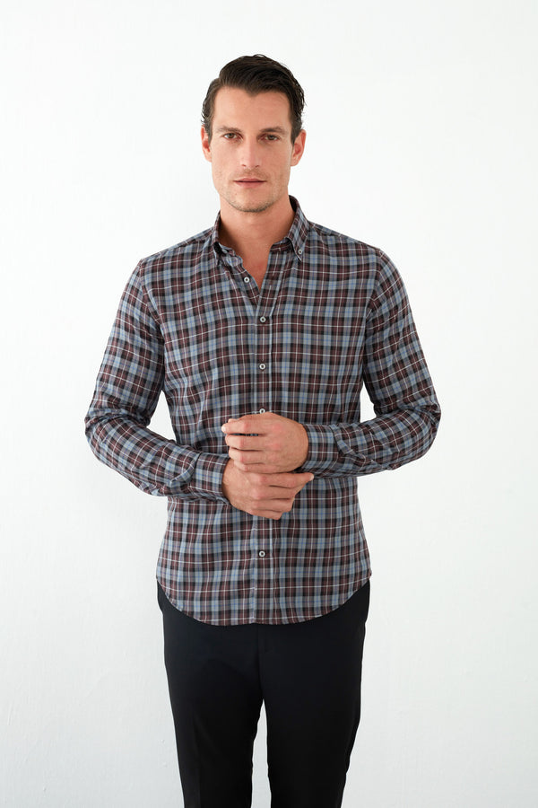 Camicia Uomo Leonardo Sport Twill Rosso Nero