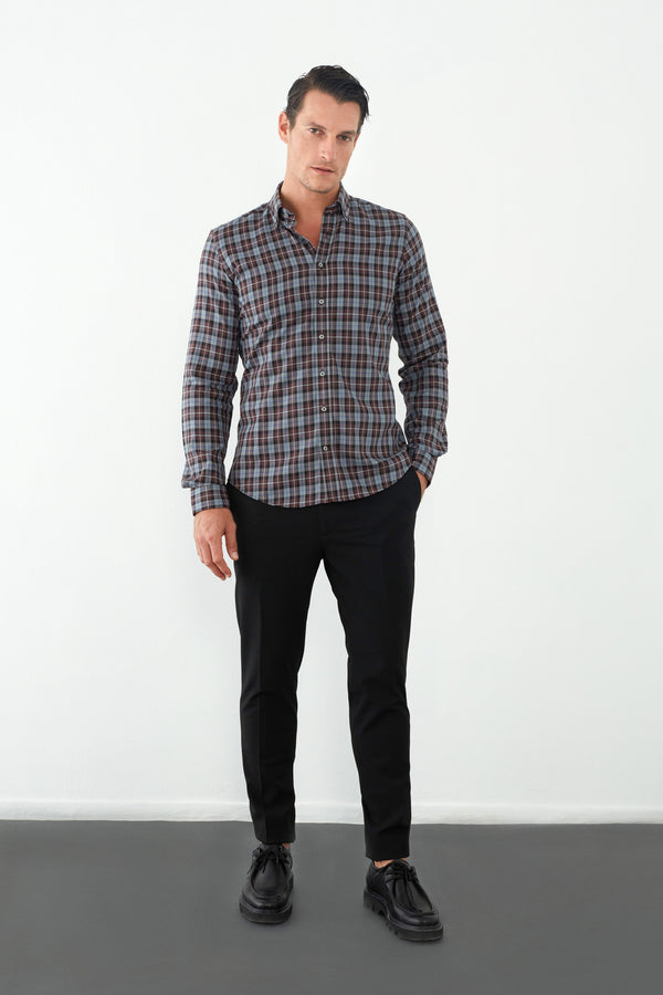 Camicia Uomo Leonardo Sport Twill Rosso Nero